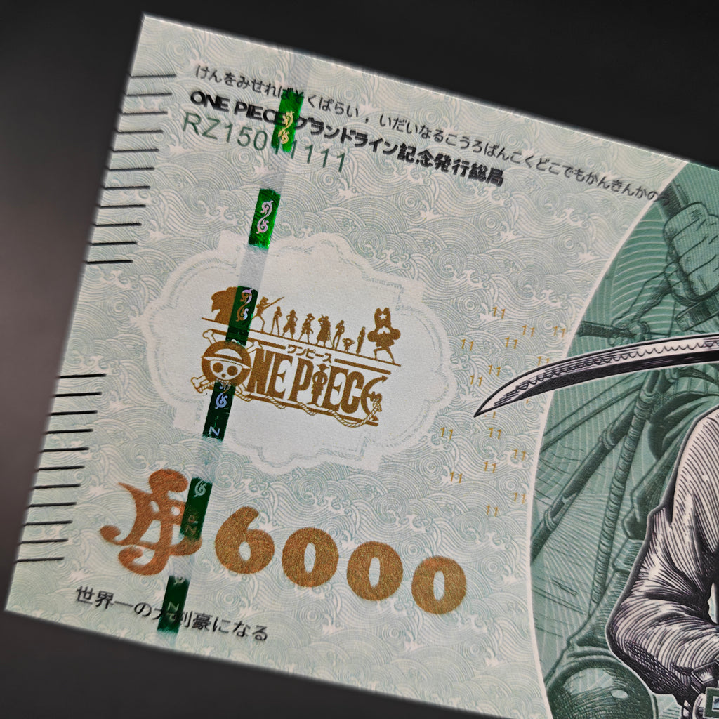 [Limited 300] One Piece Zoro Handmade Collectible Bill | Anti-Counterfeit Ink | Hand Silkscreen Printed